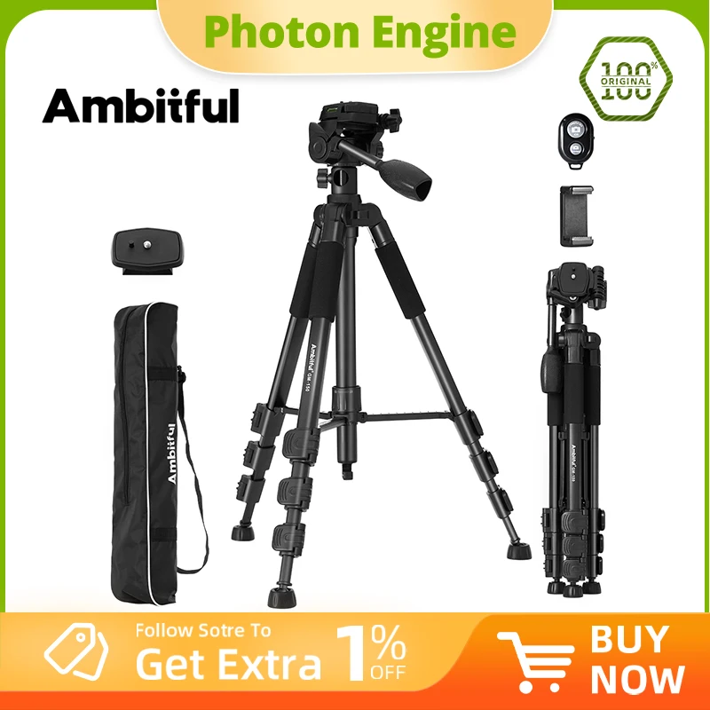 

Ambitful GM-150 1.58M Control Tripod DSLR Camera Phone Video Tripod Extended Arm Horizontal Tripod