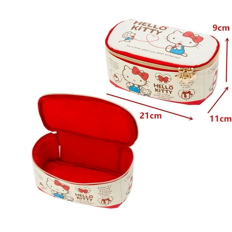 Vendita calda Hello Kitty Cartoon Cosmetic Bag Kawaii Melody Travel Canvas Storage Wash Bag Makeup Case Cosmetic Box Organizer Sanrio