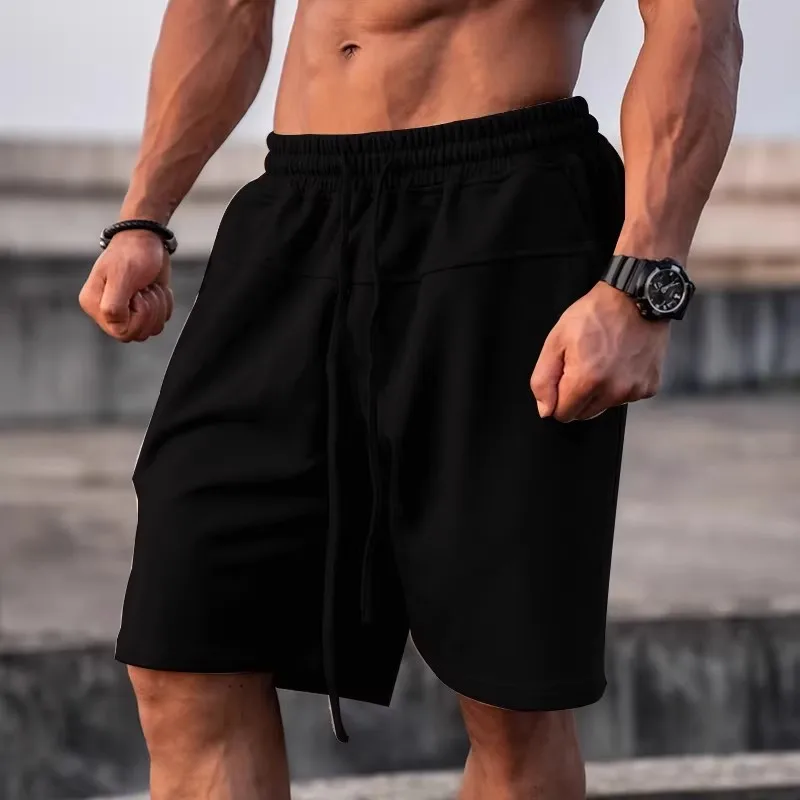 

Loose Fit Air Layer Knitted orts Men's Summer Baskeall Spor Sle Polyester Fiber Comfortable Soft Straight Leg Pants