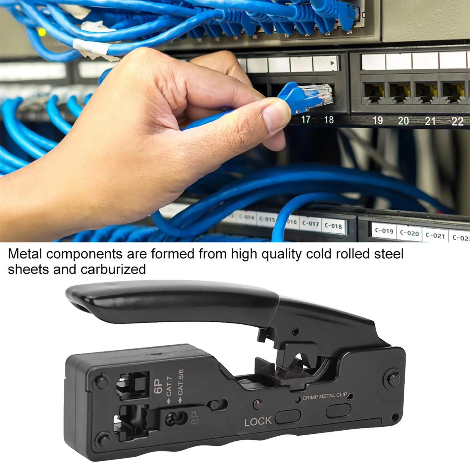 Multifunktions-Crimpzange für RJ45 RJ12 8P 6P-Anschlüsse mit Abisolierwerkzeug zum Abisolieren und Schneiden von Kabeln