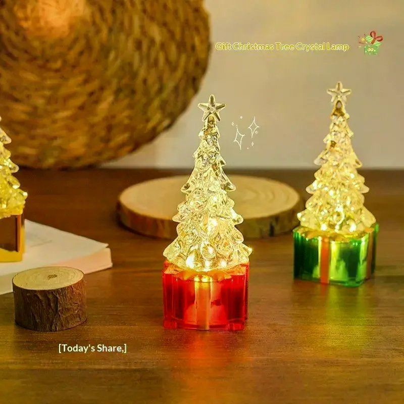 Crystal Christmas Tree Night Light Soft Flicker-free Warm LED Glow Lamp for Xmas Nursery Kids Room Decor Holiday Gift