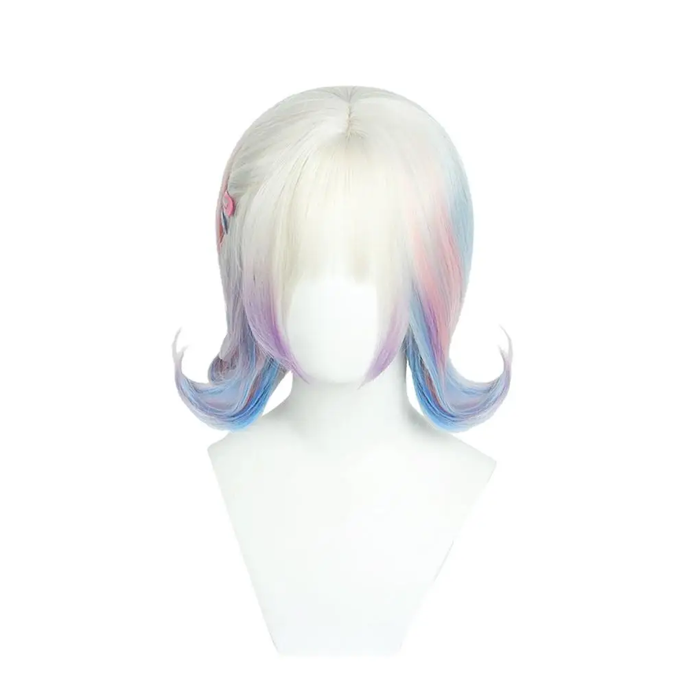 شعر مستعار كوسبلاي باللونين الأزرق والوردي للنساء، شعر مستعار قصير أشقر الأربعاء، زي الحفلات التنكرية للنساء والفتيات #4