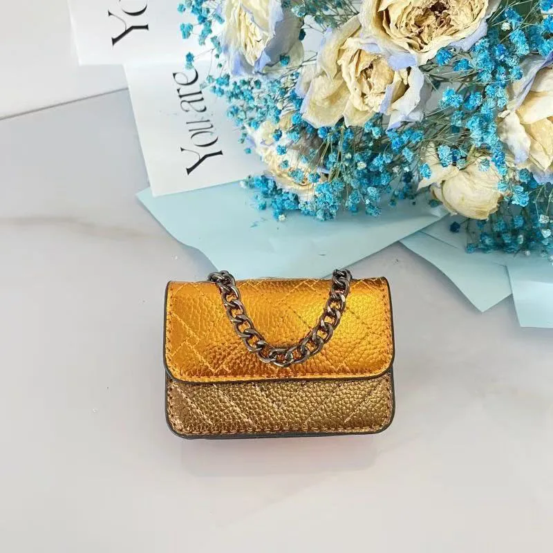 Women's K-G Mini Colorful Splicing Chain Bag Fashionable And Versatile Grid Embroidery Bag Single Shoulder Crossbody Bag Small