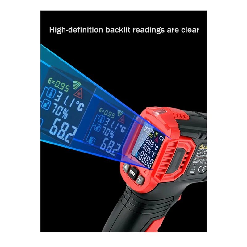 

A73P HT650A Бесконтактный инфракрасный промышленный термометр Многофункциональный инструмент для измерения температуры