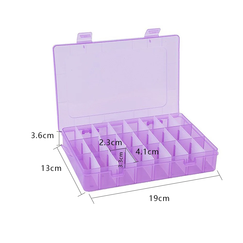 24 Grids Compartment Plastic Storage Box Components ICs Chips Container For Store Craft Part Metal Part Sewing Accessories