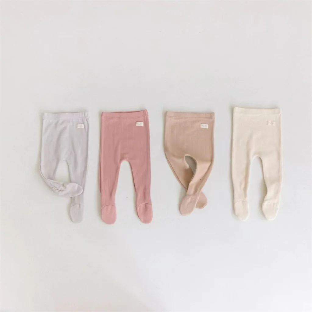 2024 Herfst Nieuwe Baby Panty Katoenen Gebreide Broek Baby Meisje Stevige Panty Pasgeboren Kous Peuter Leggings Casual Broek