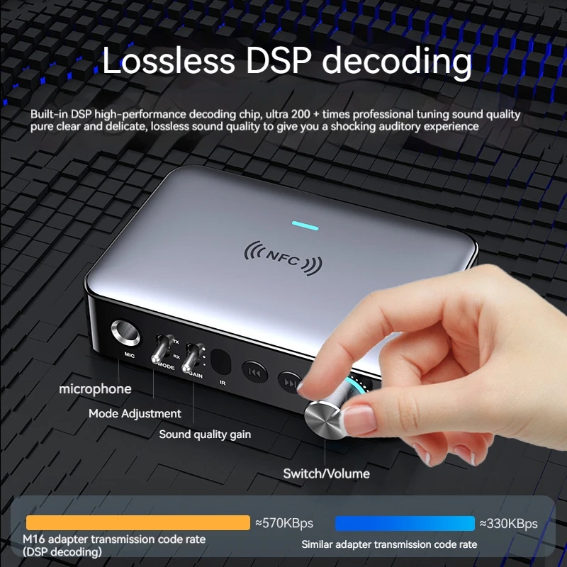 M16 Pro Bluetooth Audio Receiver Transmitter NFC AUX 2RCA U-Disk TF 6.5 Mic Coaxial Optical DSP Decoding HIFI Wireless Adapter