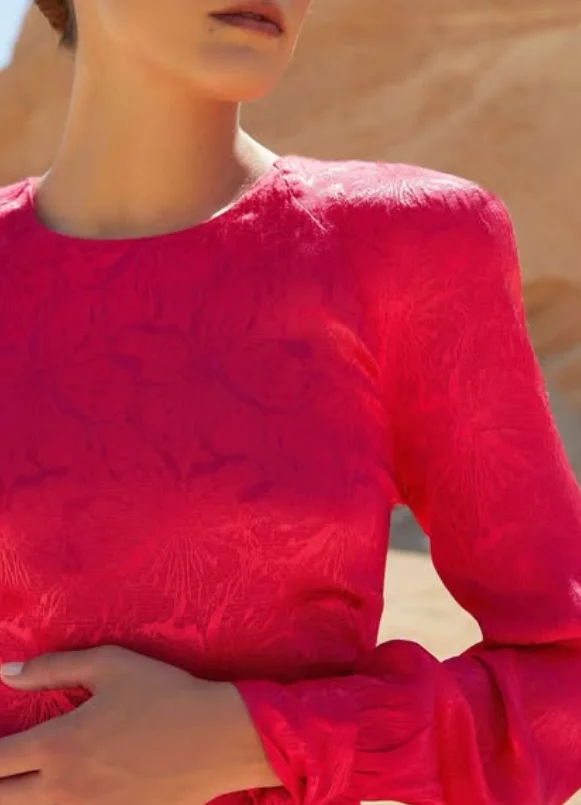 Alta calidad personalizado cuello redondo hasta el tobillo mangas completas arco bata roja Pour Mariage Invité vestidos de noche فساتłokolات vestido de fiesta