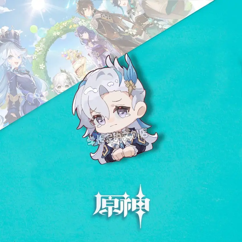 4PCS New Anime Genshin Impact Fontaine Acrylic Badge Brooch Cartoon Pins DIY Decoration Backpack Costumes Clothes Accessories