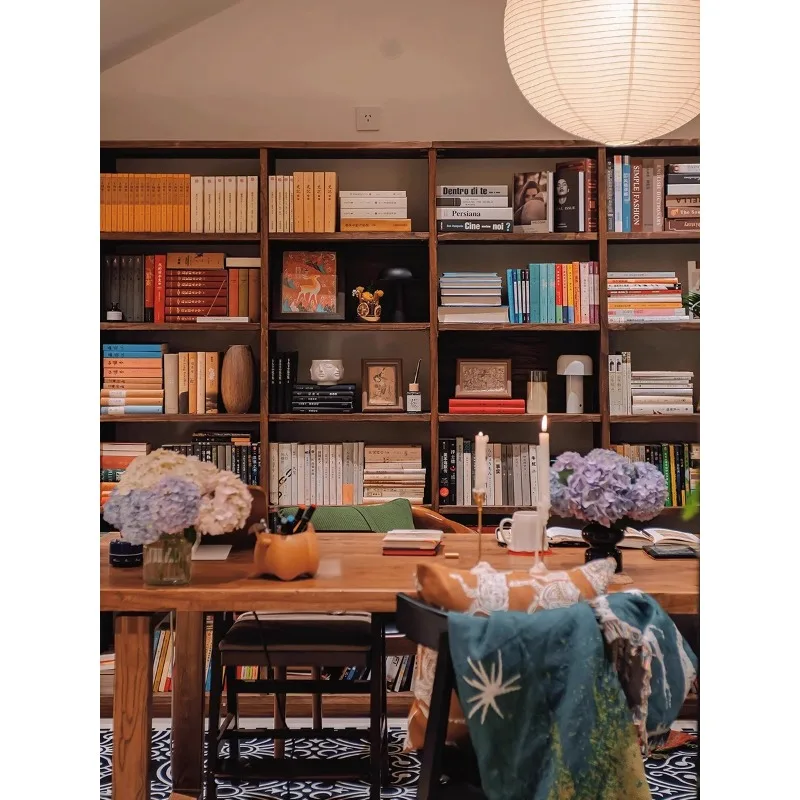 

Open study large board table household solid wood desk to the living room library parent-child learning ash wood long table