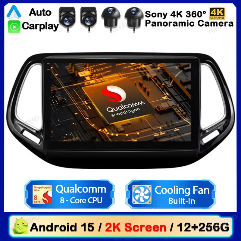 

Android 15 Car Radio Qualcomm For Jeep Compass 2017 2018 2019 Multimedia Stereo Viedo Player GPS Navigation 4G LTE 5G WIFI DSP