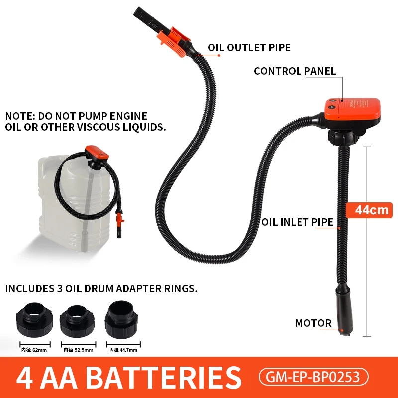 Portable Oil Transfer Pump DC 3.7V Lithium Battery Transfer Pumps Electric Drum Pump Horizontal Oil Pump Auto-Stop When Full