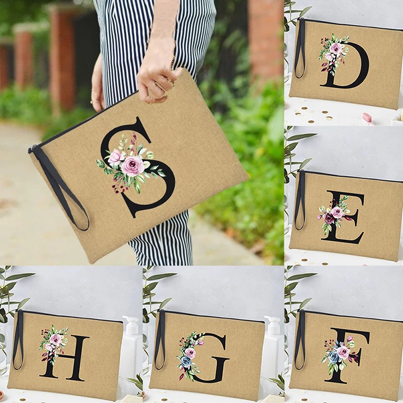 Letter-Printed Storage Bag Fashionable Handheld Casual Handbag, Popular Online Celebrity Toiletry Bag, Cosmetics Organizing Bag