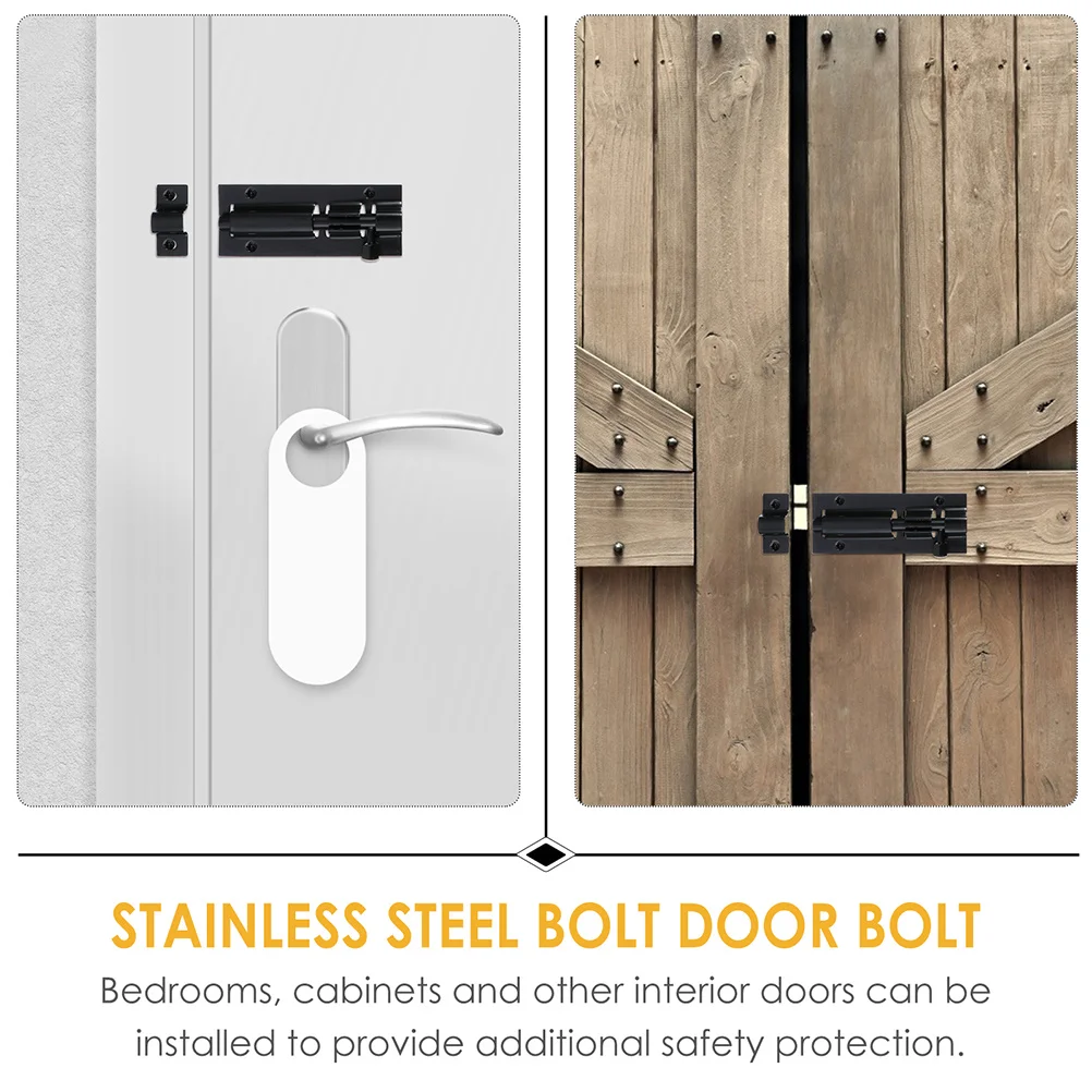 

2Sets Stainless Steel Door Bolt Lock Sliding Security Latches Barrel Bolts Gate Latches Durable for Bathroom Bedroom Cabinet Use