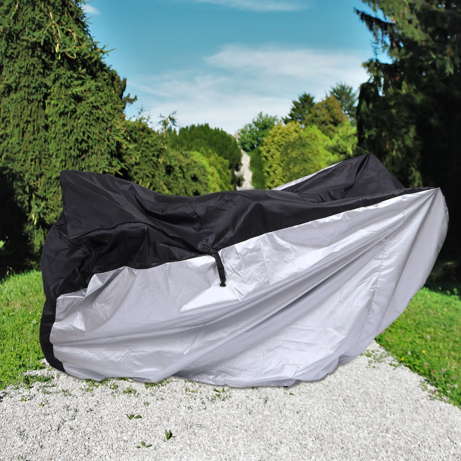 

Waterproof Bike Cover 2 Lock Holes Rust Rain Protection Anti-Theft Elastic Bottom Buckle Lightweight Portable Storage Bag