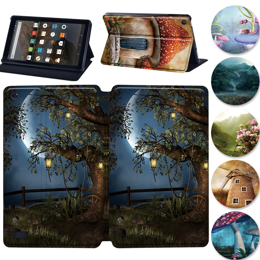 Cover for Kindle Fire 7 2022 Tablet Stand Forest Series Cover for Fire 10 Plus 11th 2021 Case Fire 8 Plus Protective case