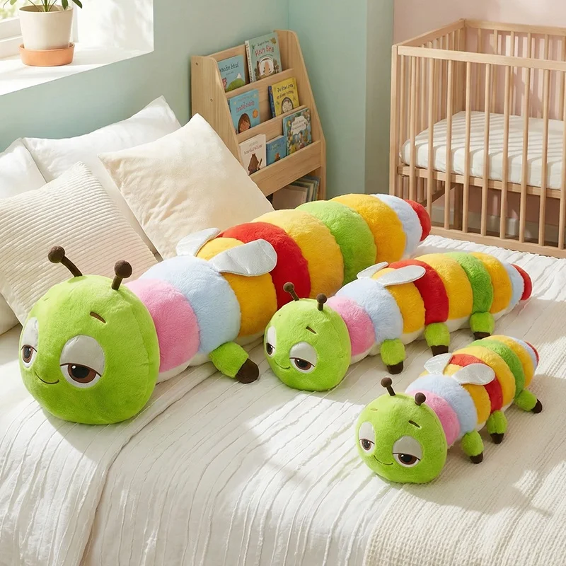 

Spring Day Caterpillar Little Bee Plush Doll 13cm Kawaii Pendant 70/90cm Big Size Hug Pillow Growing Companionship Doll