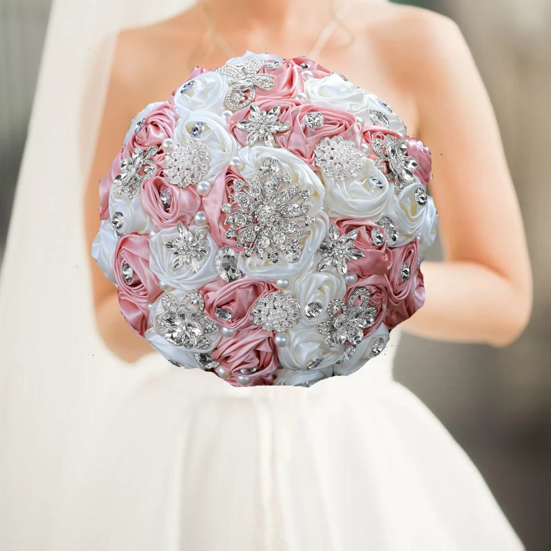 

Wedding Bouquet Rhinestone Bride and Bridesmaid Hand Flowers Handmade Bridal Bouquet Wedding Party Decoration