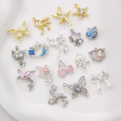 10pcs Handmade Starfish Pendant Charms Star Moon Love Heart Butterfly Ocean Pendant Connectors Diy Jewelry Making Accessories