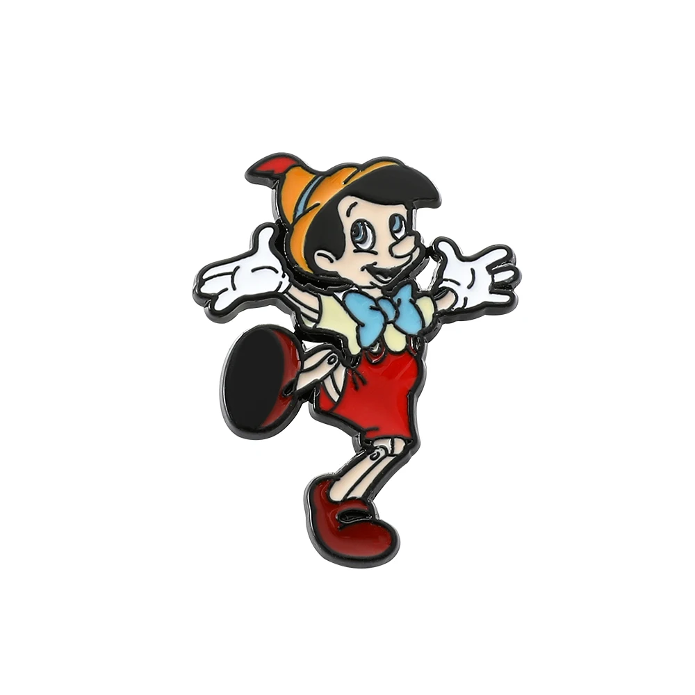 Anime Movie Pinocchio Brooches Cartoon Figure Badge for Backpack Cute Pinocchio Enamel Lapel Pins Accessories