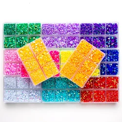 QIAO 2/3/4/5/6mm Mix Size 4500pcs/Box Resin rhinestone Jelly Glitters Flatback Non hot Fix Crystal Set Nail Art craft decoration