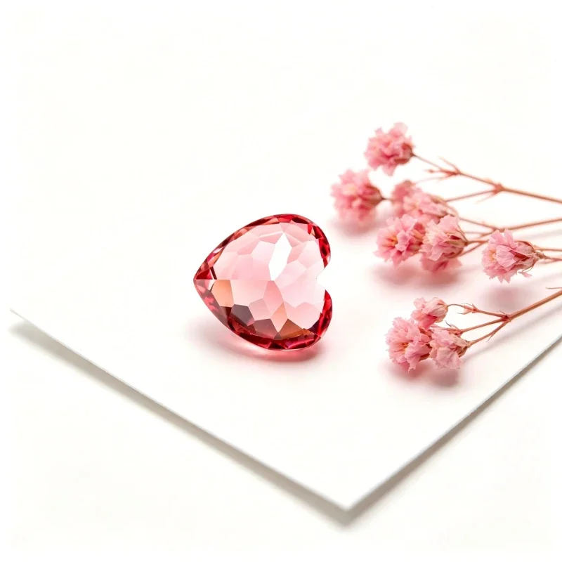 Laborgezüchteter Padparadscha-Edelstein in Rotlotus-Farbe, Herzform, mit Zertifikat erhältlich – Detail 2