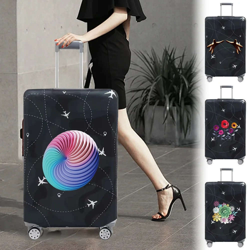 Luggage Cover Travel Suitcase Protective Cover 3D Pattern Series Dust-Proof Thickened Elastic Fabric for 18-32inch Baggage Case