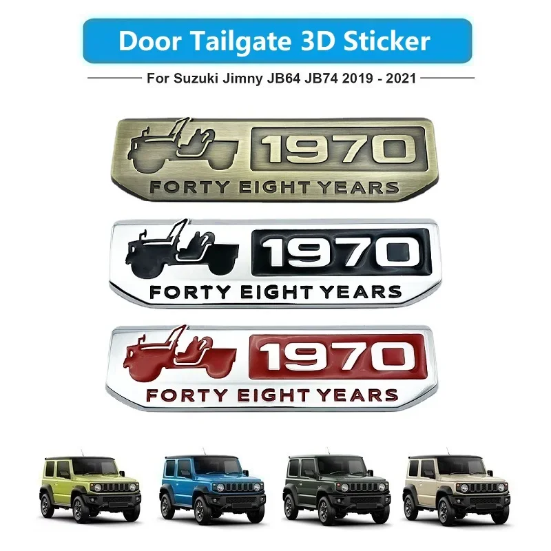 For Suzuki Jimny 2007-2021 JB23 JB43 JB64 JB74 Auto Logo 1970 Commemorative Mark Metal 3D Sticker Car Sticker