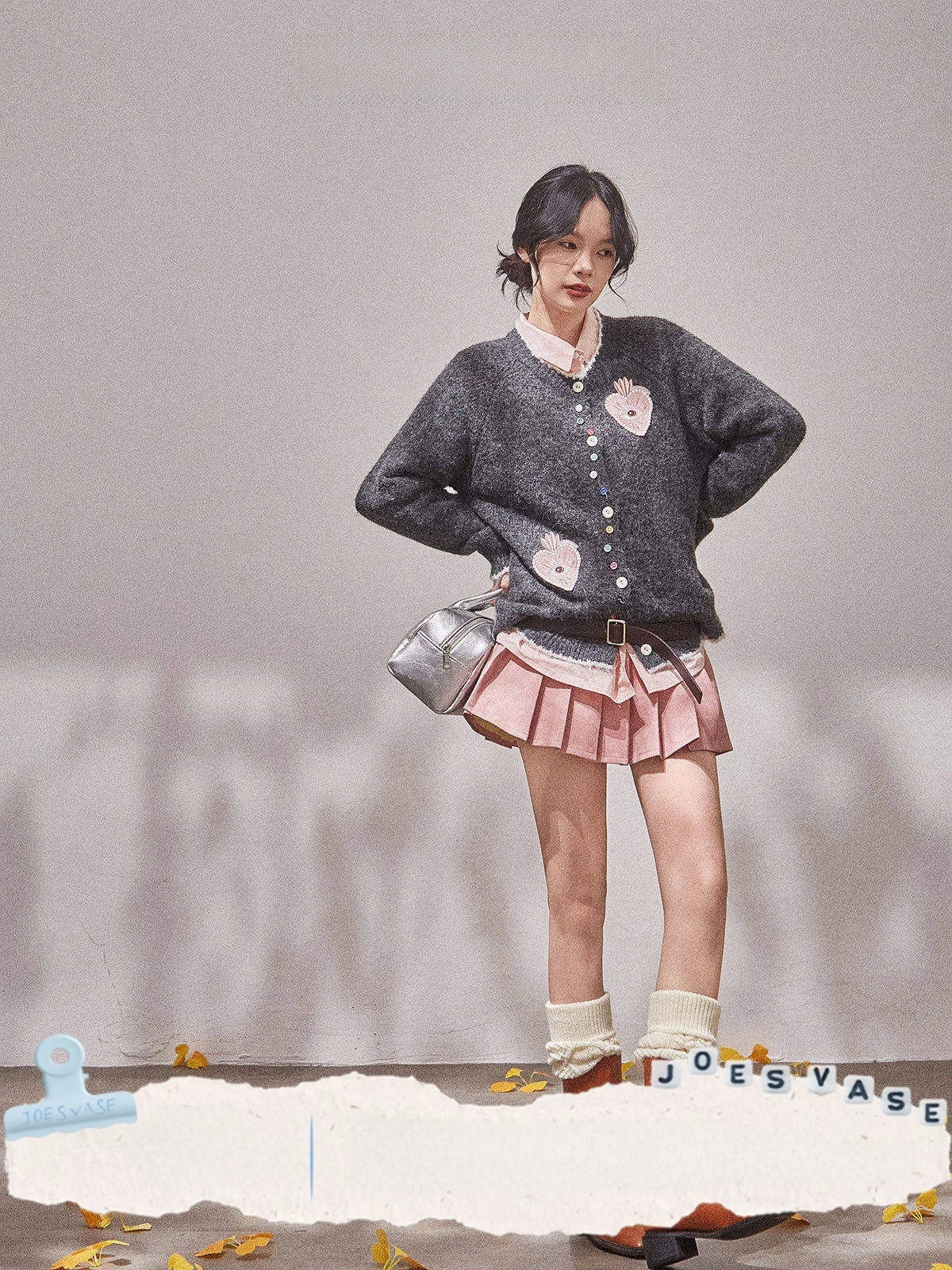 

ay Cartoon Embroidery Collar Color Blo Sweater Women's Faion Commute Sle Autumn New Arrival with Flower Vase LAB