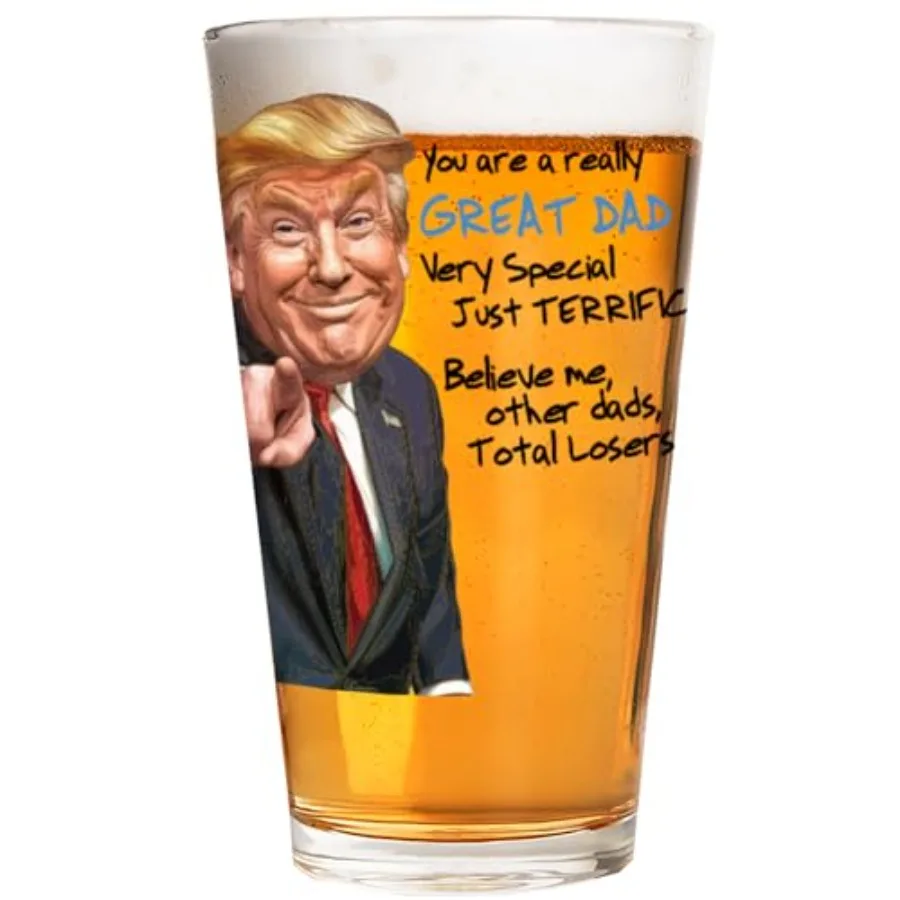 

Funny Novelty Glass for Dad Perfect Father's Day Gift for Husband Father or Stepfather Featuring Beer Whiskey or Can Design Ide