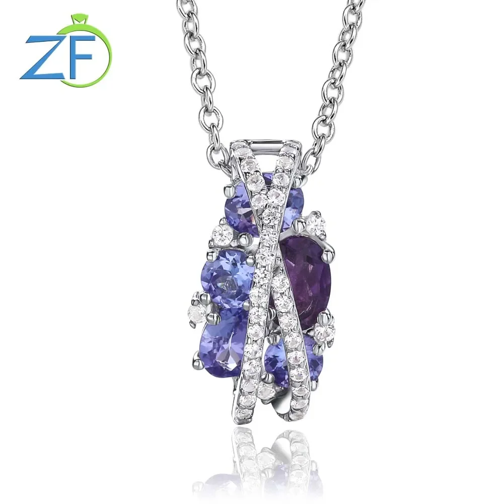 

GZ ZONGFA Natural Amethyst Tanzanite Pendant for Women Pure 925 Sterling Silver New in 1.3ct Gems High Designer Fine Jewelry