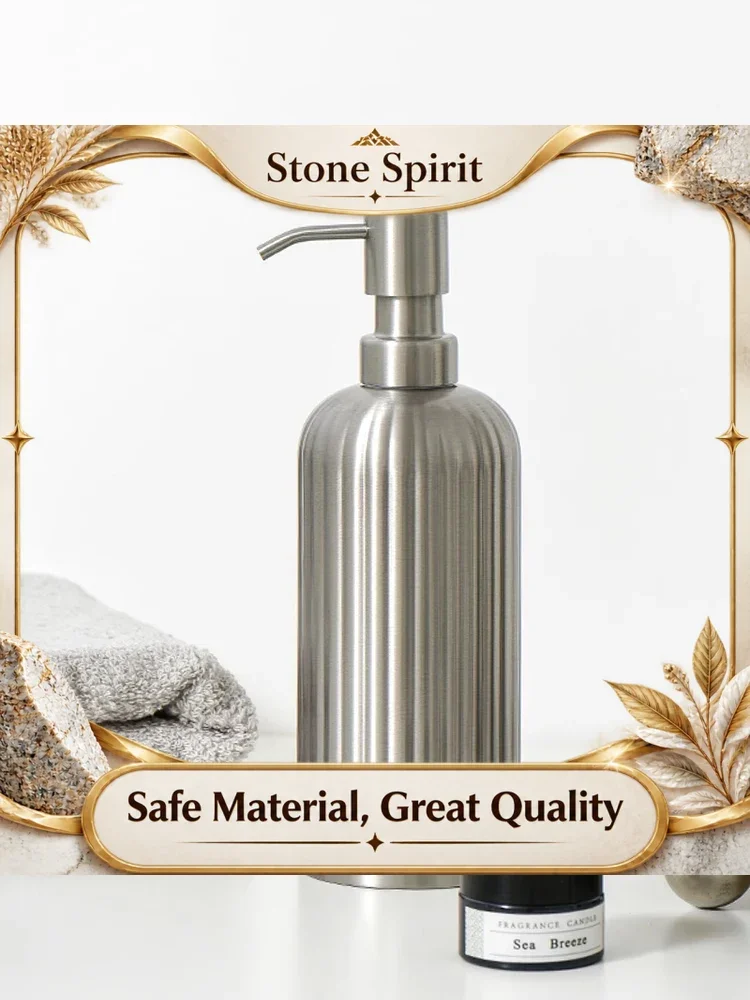 AhunderJiaz Light Luxury Silver Stainless Steel Lotion Bottle Bathroom Shower Gel Push Dispenser Bottle Home Storage Decoration