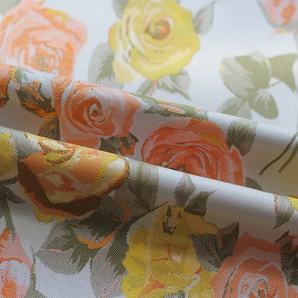 

Yarn-dyed Yellow Rose Jacquard Fabric Spring Autumn Women's Puffy Skirt Shirt Pillow Fashion Design Sewing Cloth by the Meter