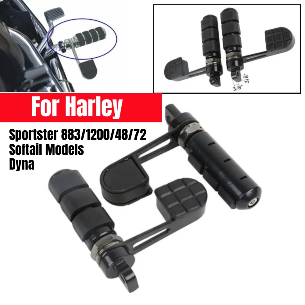 

Black Stirrup Heel Foot Pegs for Harley Sportster XL 883 1200 Softail Dyna FXDF Fat Bob FXDC FXWG, Motorcycle Rider Foot Rest