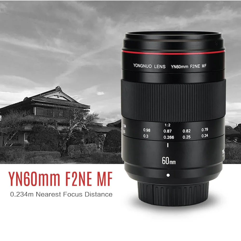 

NEW YONGNUO YN60mm F2NE MF Macro Lens Manual Focus F2 Large Aperture for Nikon D500/D750/D600/D700/D800/D810/D300/D300S DSLR Cam