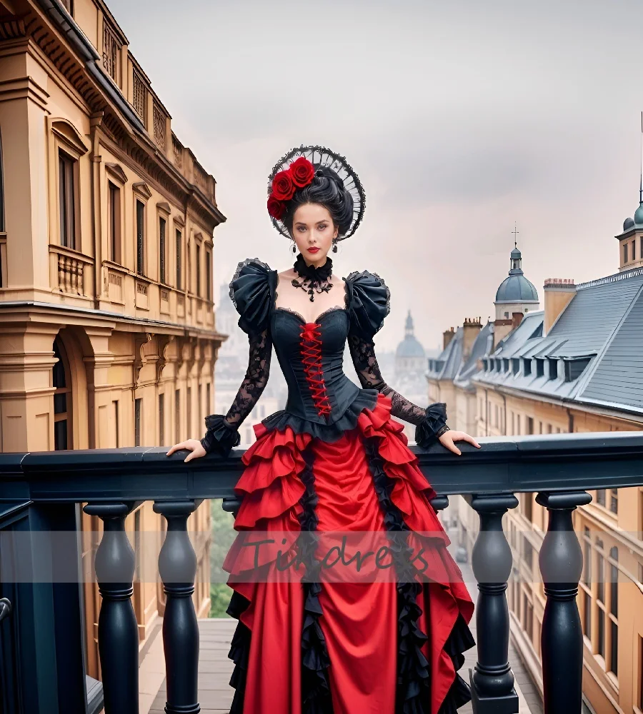 

Gothic Revival Victorian Evening Dress 2026 Vampire Witchy Prom Dress Ruffles Long Sleeve Medieval Costume Formal WearCustomized