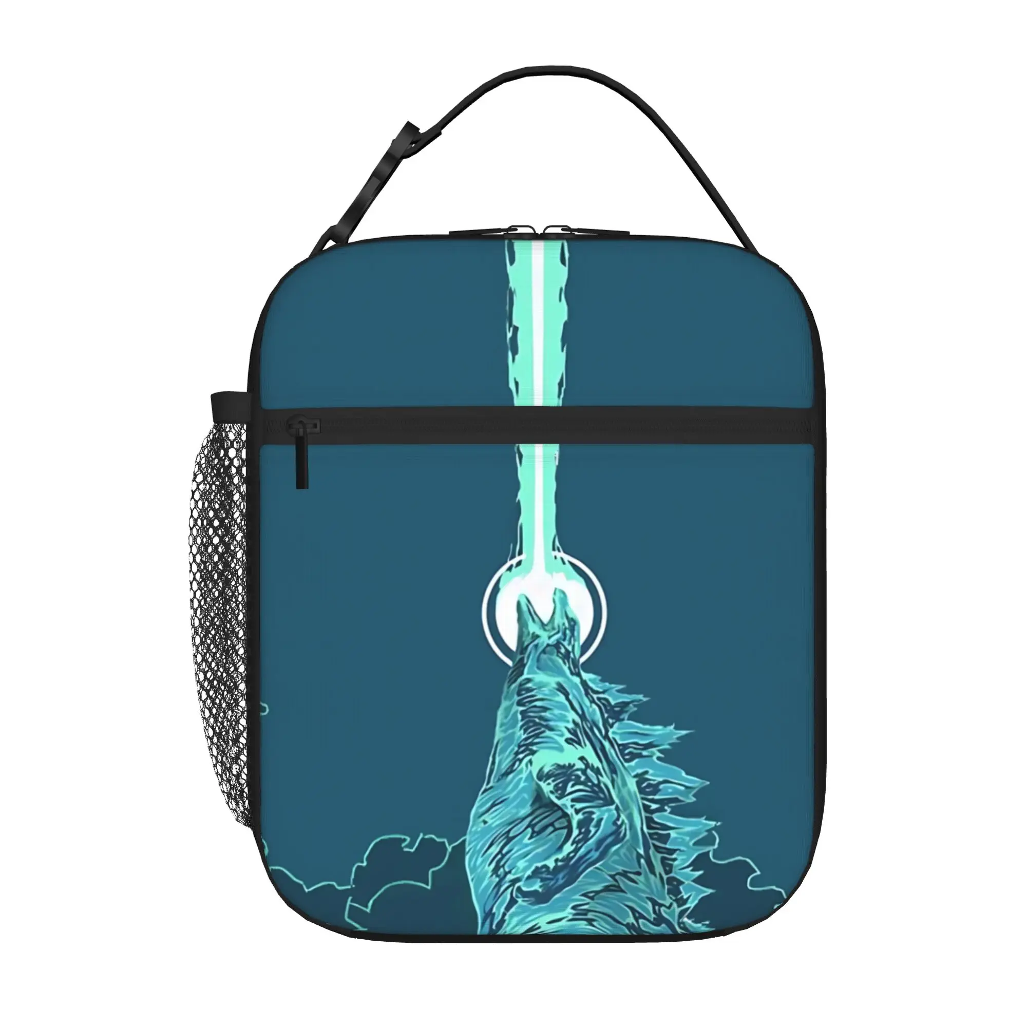 1 Piece Zipper Closure Blue Storage Bag Pocket GODZILLA  School Lunch Food Box Reusable For Lunch Food Bag