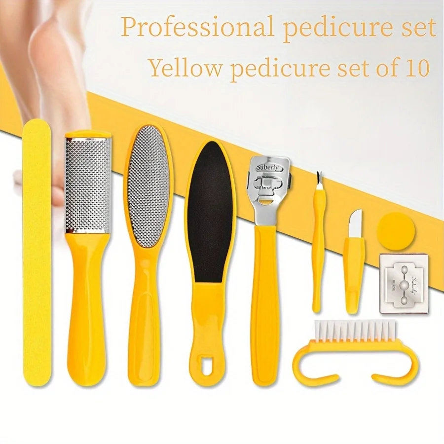 Set pedicure 10 in 1, raschietto professionale per rimozione piedi, strumento esfoliante per piedi e mani