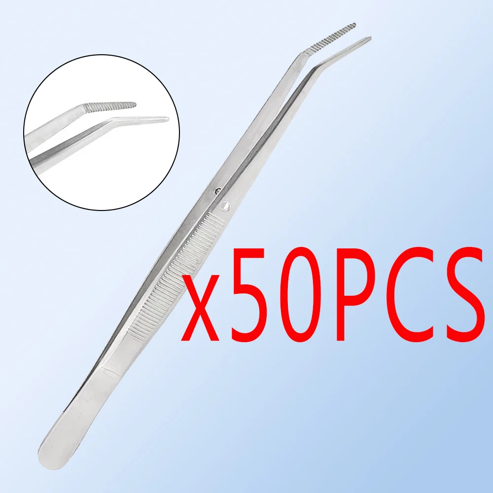 

50PCS Stainless Steel Dental Cotton Tweezers Filling Clips for Cotton Roll Placement Nail Art and Surgical Use