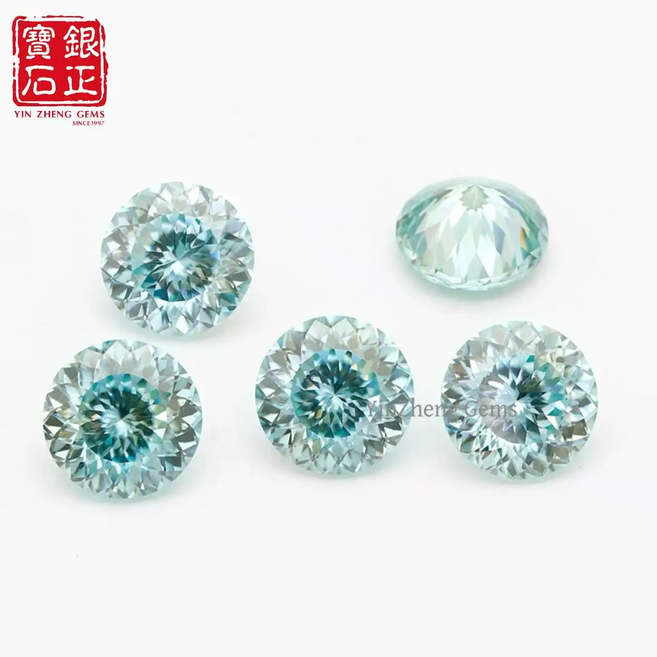 Diamantes moissanita de Aguamarina de grado YinZheng 6A, corte de cien facetas, proporciona piedra moissanita certificada GRA para hacer joyería