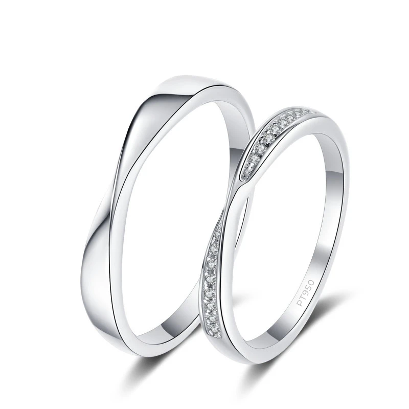 Lover PT950 Platinum Men Wedding Bands Women Couple Ring 0.64Carat Moissanite Diamond Valentine\'s Day Unisex Rings Birthday Gift