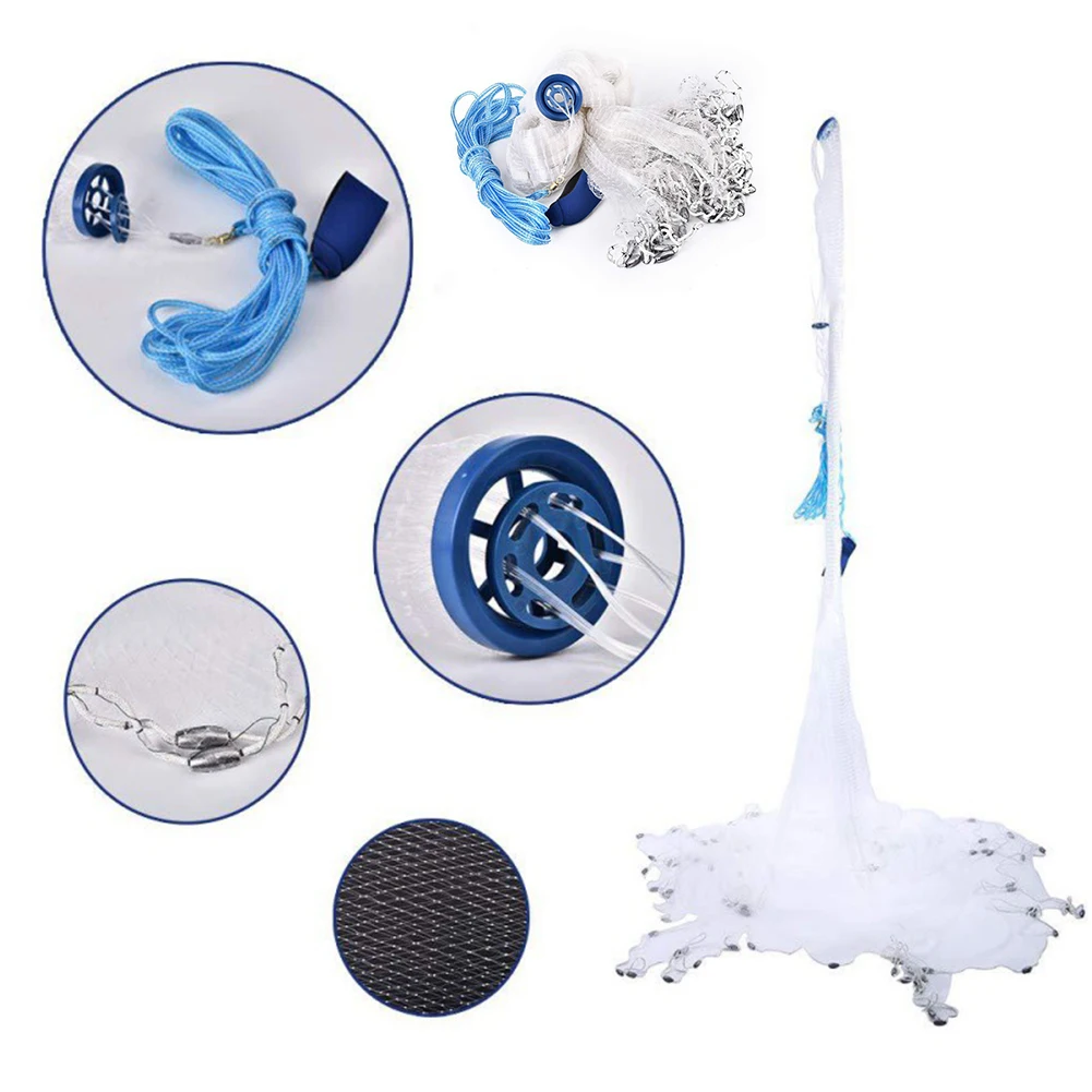 

Fish Net Universal Hand Cast Fishing Net Easy Casting Fishing Throw Catch Net Fishing Mesh Net for Freshwater Saltwater