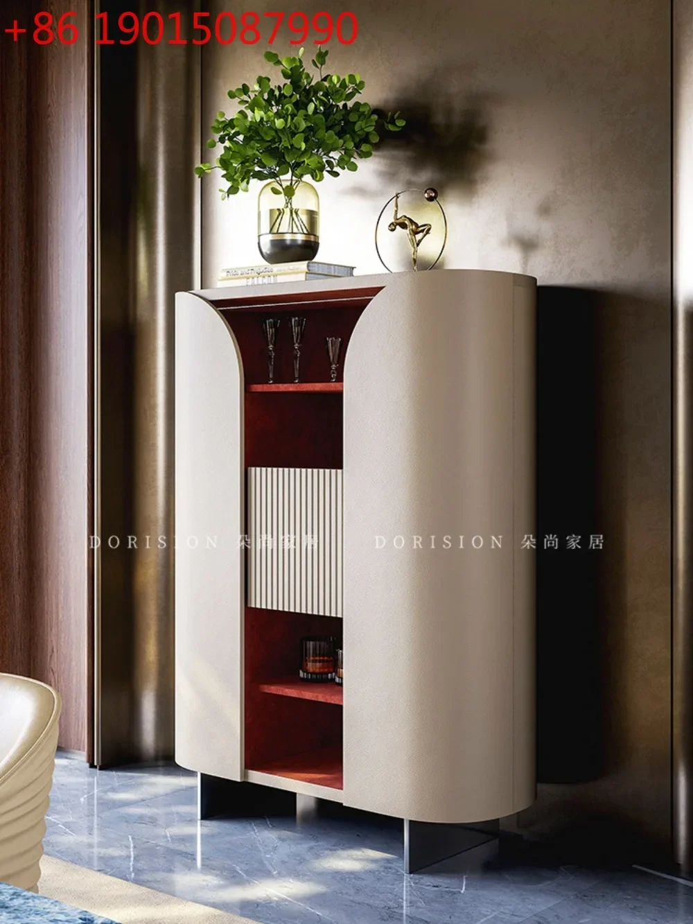 

Italian light luxury solid wood dining side cabinet, living room
