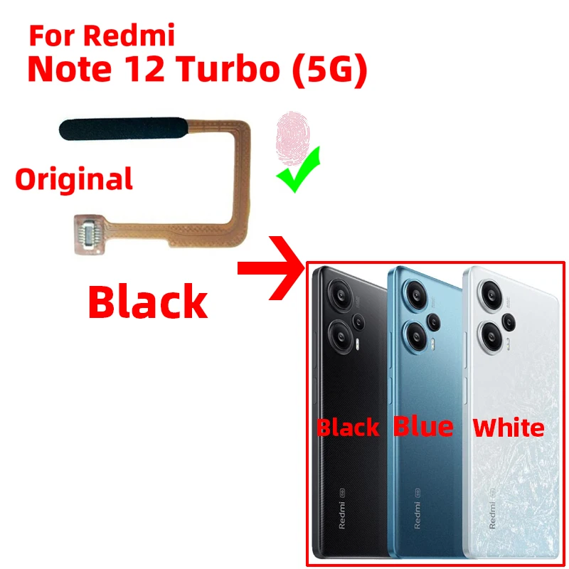 Original For Xiaomi redmi note 12 Turbo Fingerprint Sensor Home Return Key Menu Power Button Flex Ribbon Cable