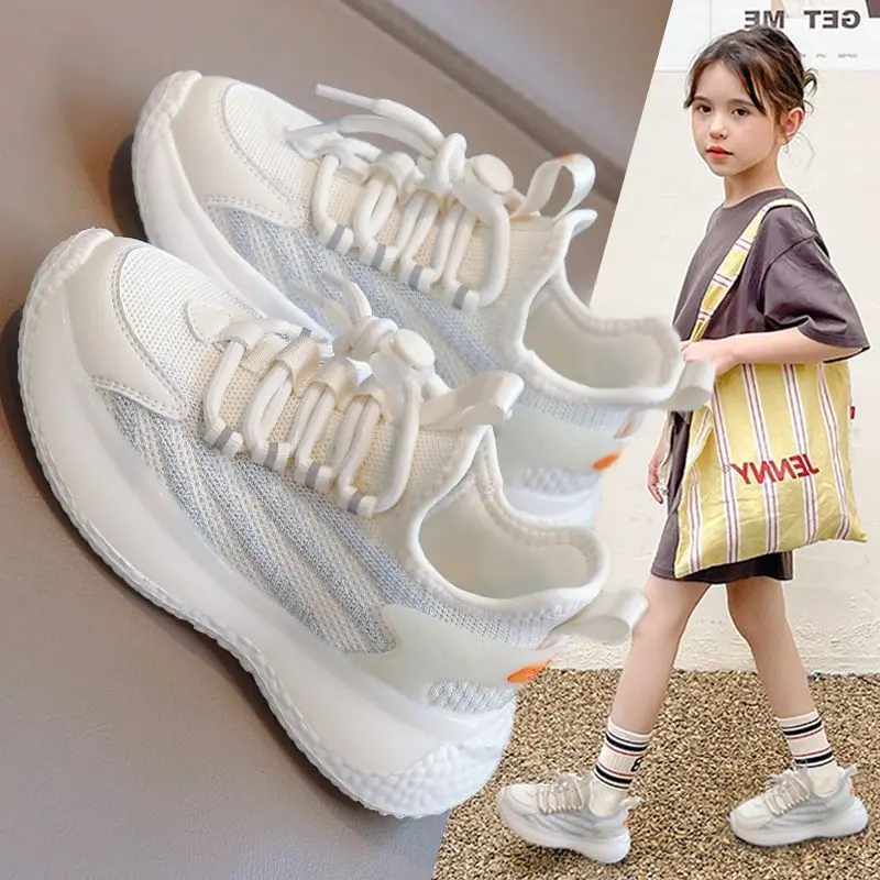 Fashion Girls' Sneakers Mesh Breathable Platform Versatile Running Lightweight Breathable Shoes Summer Casual Shoes