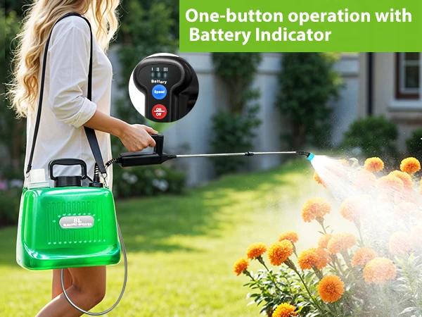 2 Gallon Battery Powered Sprayer,Garden Sprayer with 3 Adjustable Pressures & Telescopic Wand, Rechargeable Electric Weed Sprayer for Lawn, Yard,4 Nozzles Included