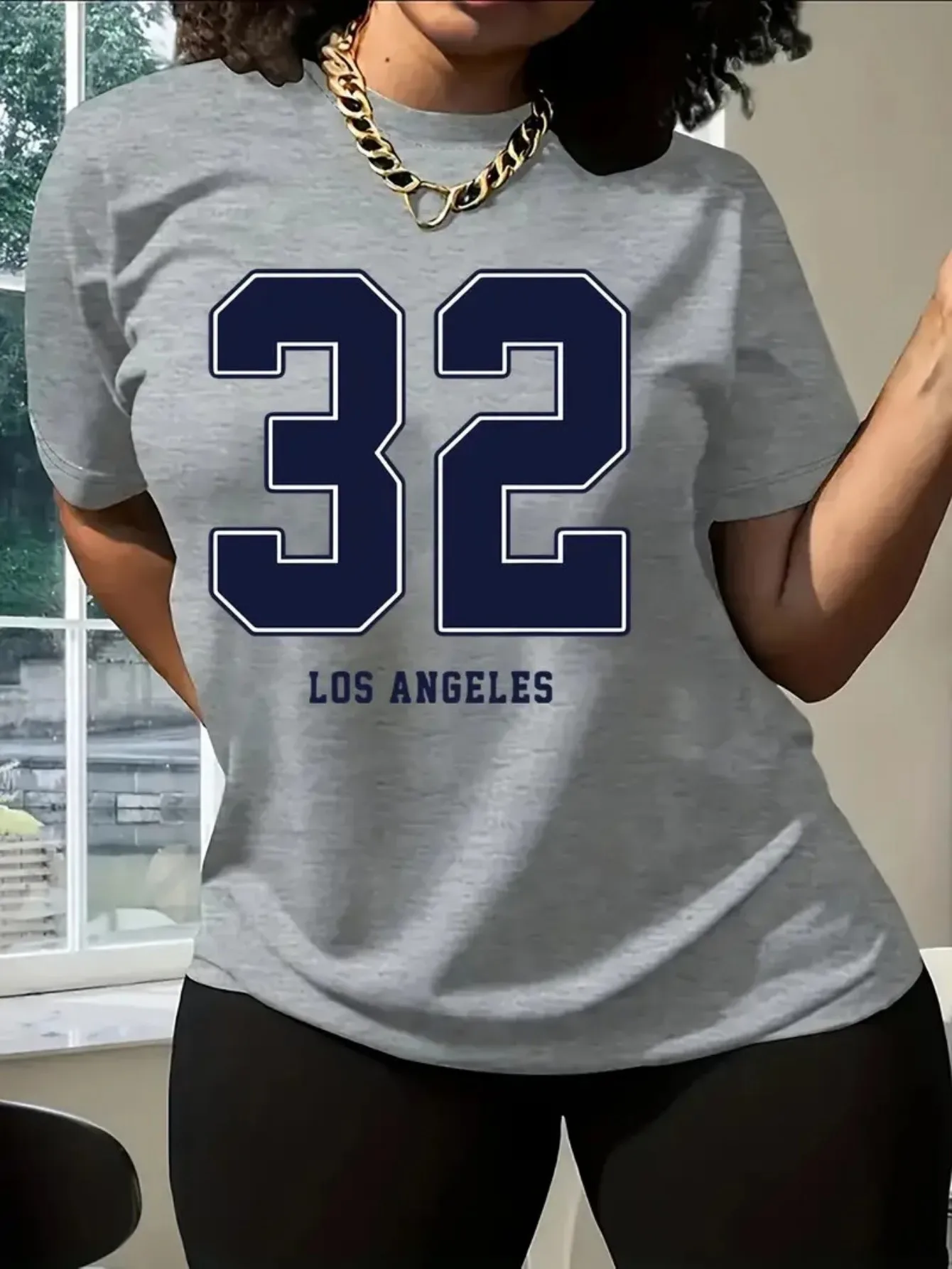 

Women T-shirts Plus Size Fashion Clothes Women's 32 Los Angeles Printed Casual Sports High Quality Round Neck Short Sleeve Tops