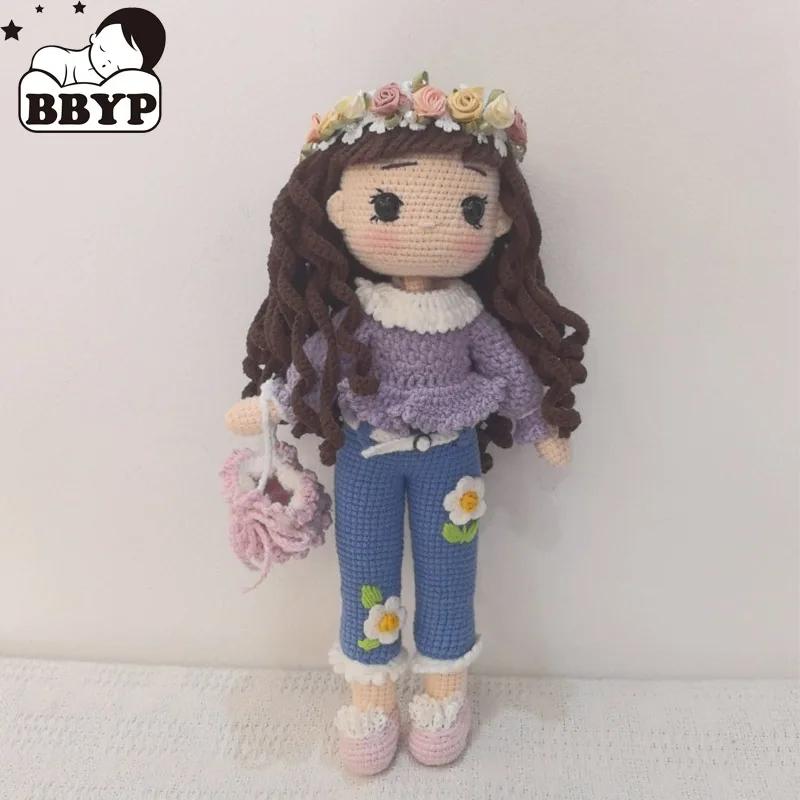 手作り編み人形かぎ針編みバイオレット女の子かぎ針編み人形ホームアクセサリーパターンクラフトおもちゃの装飾品