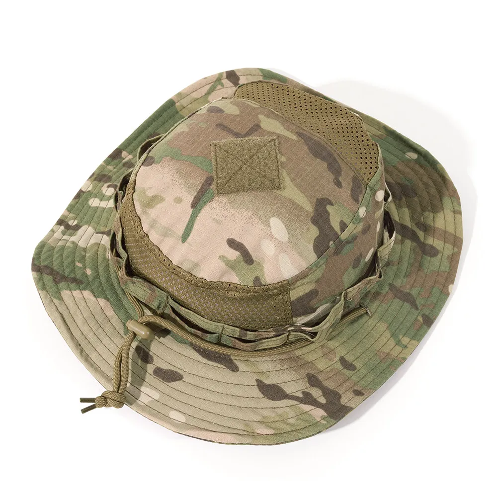 Sun Protection Military Fan Summer Short Brim Round Edge Hat Tactical Outdoor Camouflage Fishing Bucket Hat