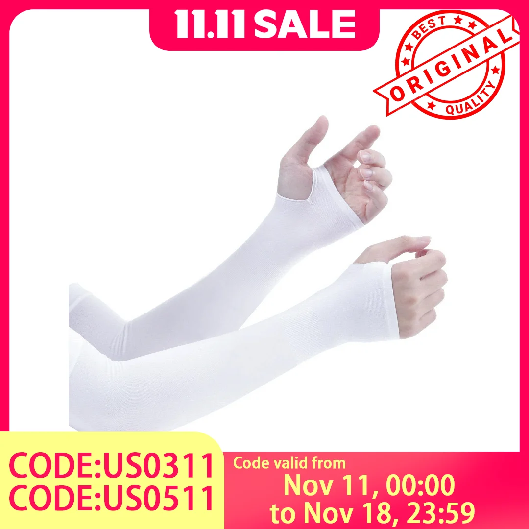 ปลอกป้องกันแสงแดดผ้าไหมน้ําแข็ง – วัสดุไนลอน, SPF 50+, ระบายอากาศได้สูง, การปิดกั้นรังสียูวี 99%+ สําหรับการปั่นจักรยานและกีฬา